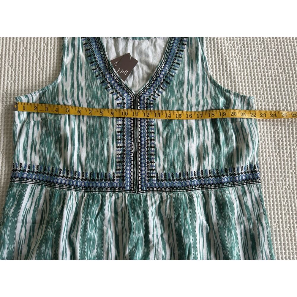 J Jill NWT 100% Cotton Shift Dress Embroidered Ikat Coastal Pockets Size L - Picture 7 of 10